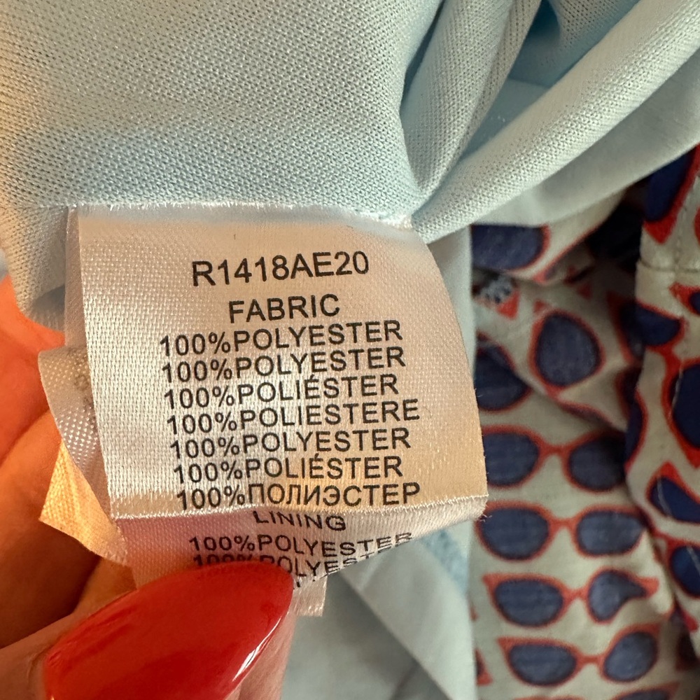 MOLLY BRACKEN Womens Sunglasses Motif Dress - Sz M Sleeveless Blue Orange #652 - Picture 8 of 9